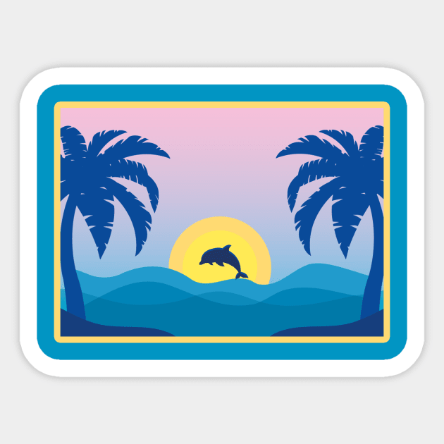 Dolphin at the Beach During Sunset Sticker by AmandaPandaBrand